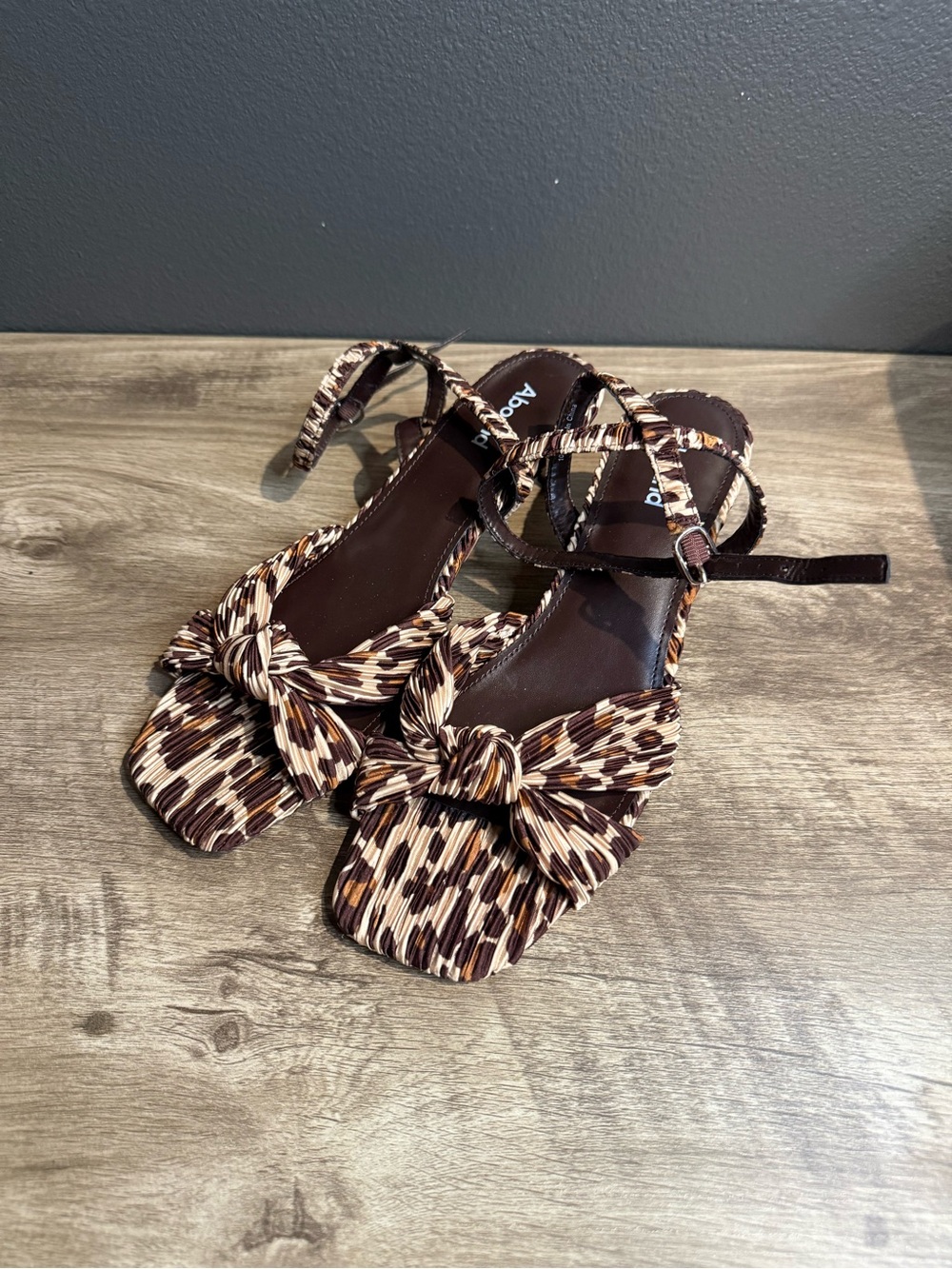 Nordstrom Brown Patterned Knot-Front Ankle-Strap Sandals